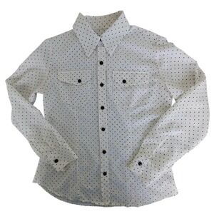 Pendleton Polka Dot Button Down Shirt White Black Long Sleeve Petite 2